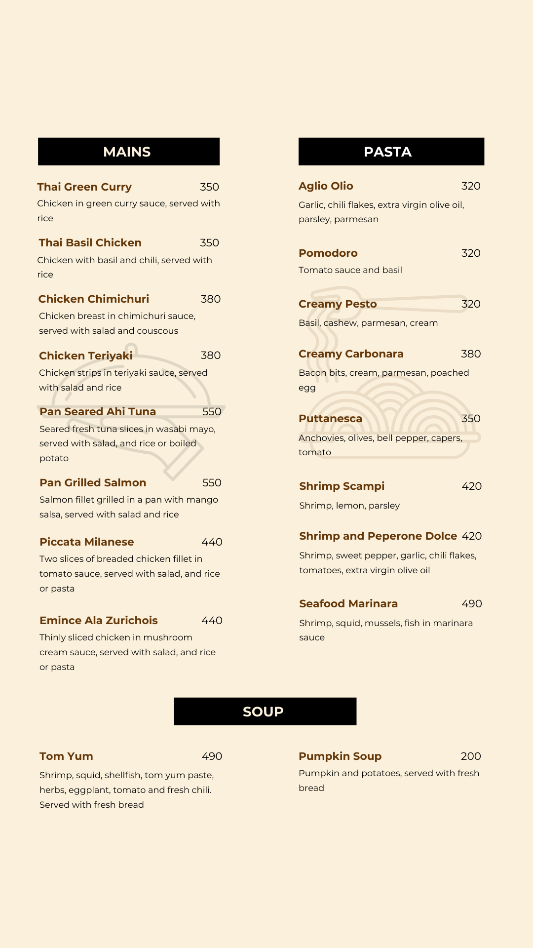 menu restaurant boracay