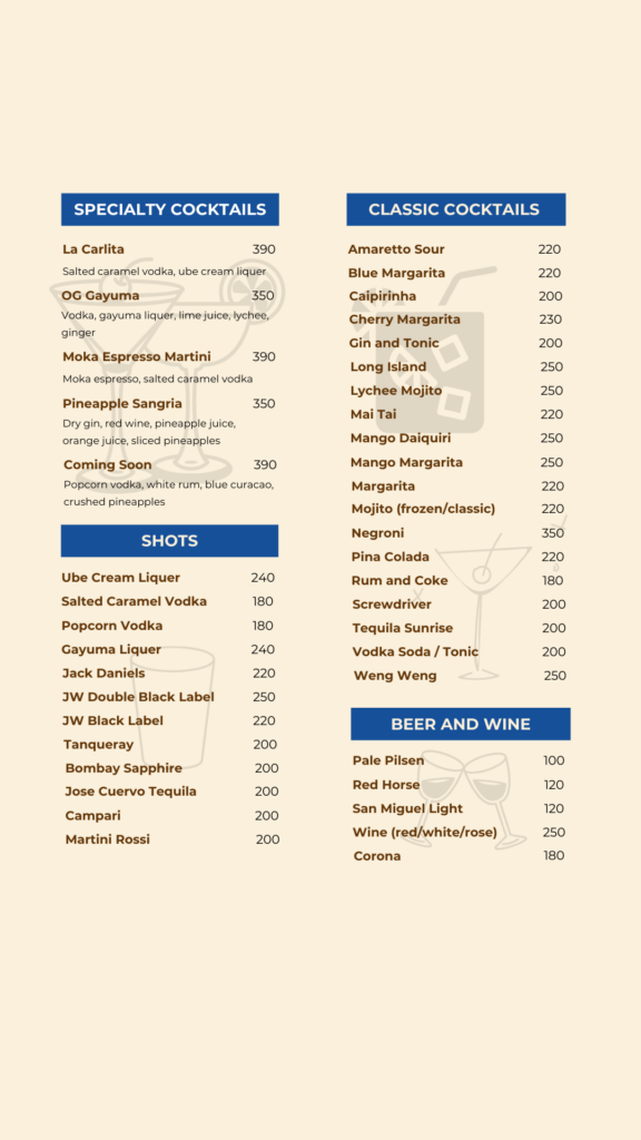menu restaurant boracay
